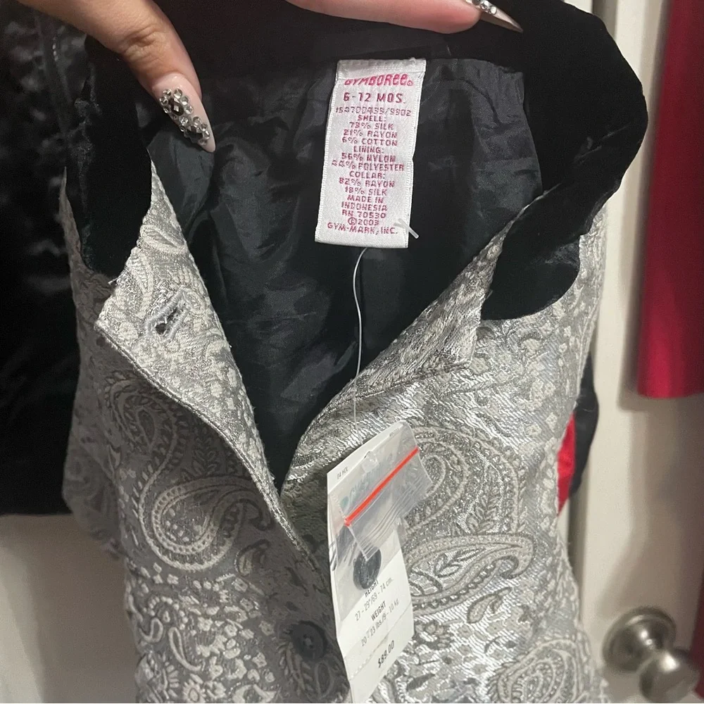 Vintage Deadstock Gymboree Prim & Proper Silver Brocade Holiday Coat‎ 6-12 Month